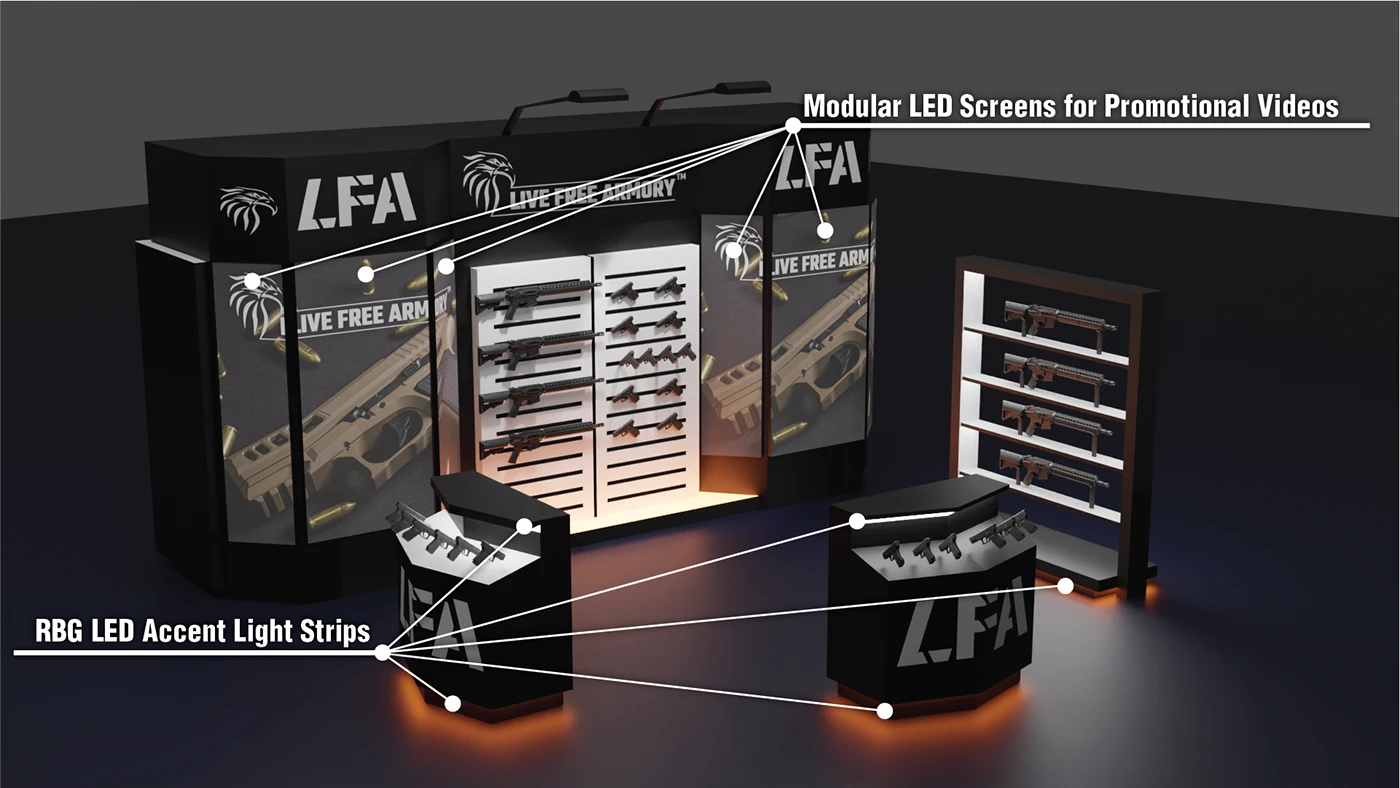 Live Free Armory booth design