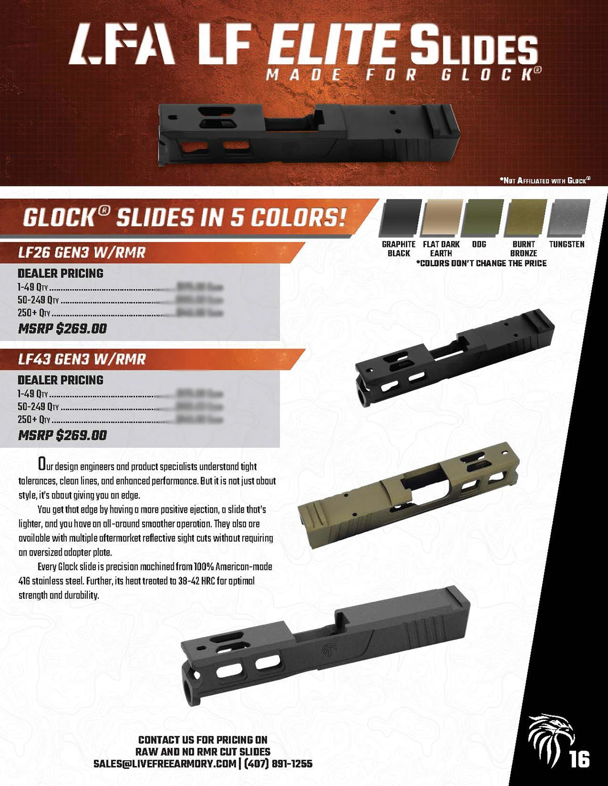 Live Free Armory product catalog pages